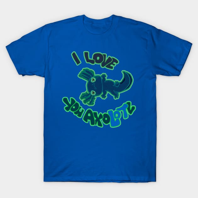 I LOVE YOU AXOLOTL  black mud puppy t-shirt T-Shirt by KO-of-the-self